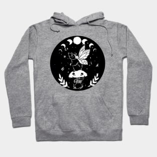 Mouse in the night forest moon phase fungi plants stars Hoodie